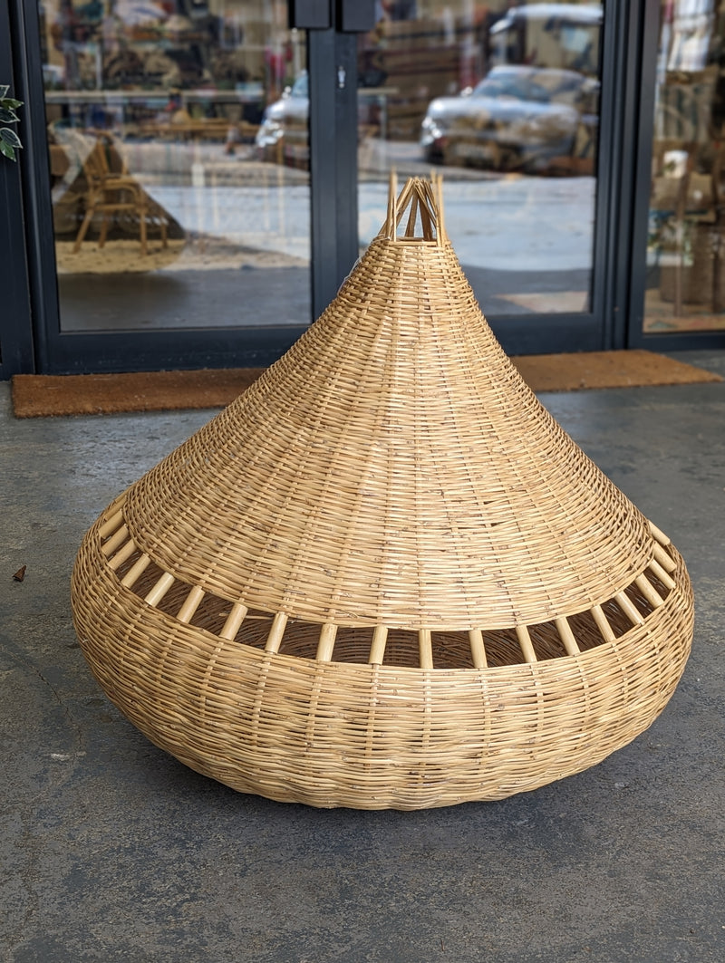 ‘Teardrop Pod’ woven wicker lampshade with cut outs  HWLS005
