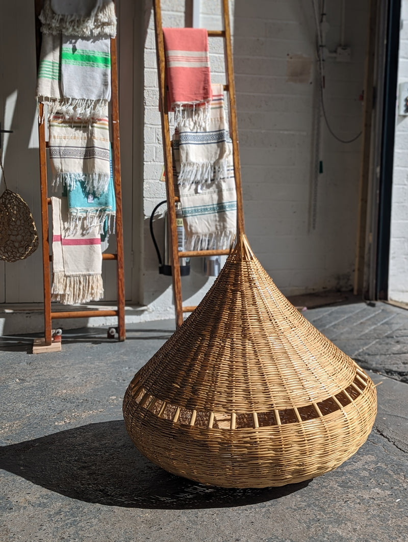 ‘Teardrop Pod’ woven wicker lampshade with cut outs  HWLS005
