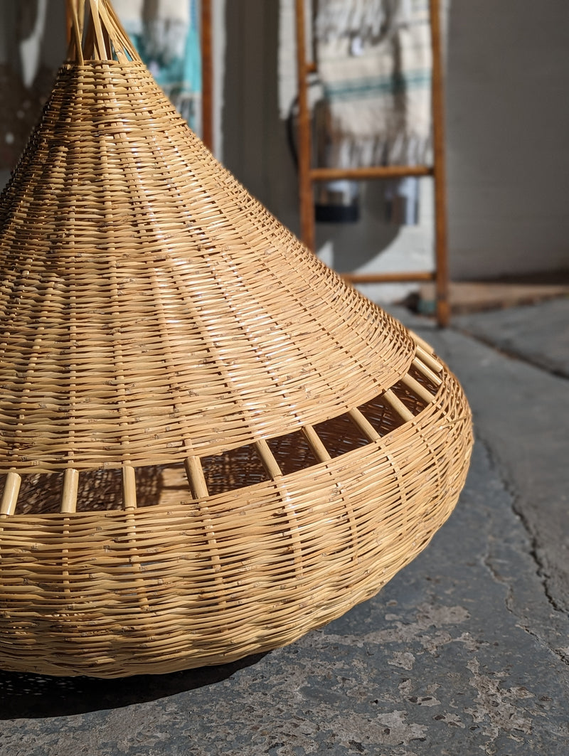 ‘Teardrop Pod’ woven wicker lampshade with cut outs  HWLS005