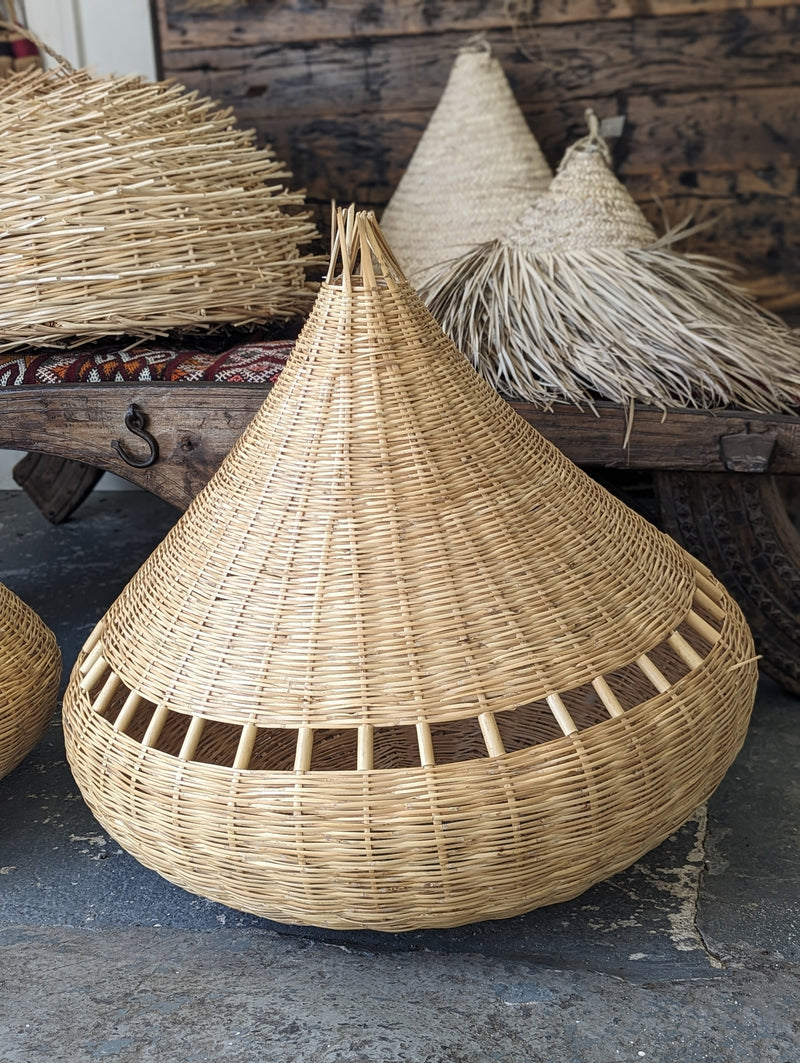 ‘Teardrop Pod’ woven wicker lampshade with cut outs  HWLS005