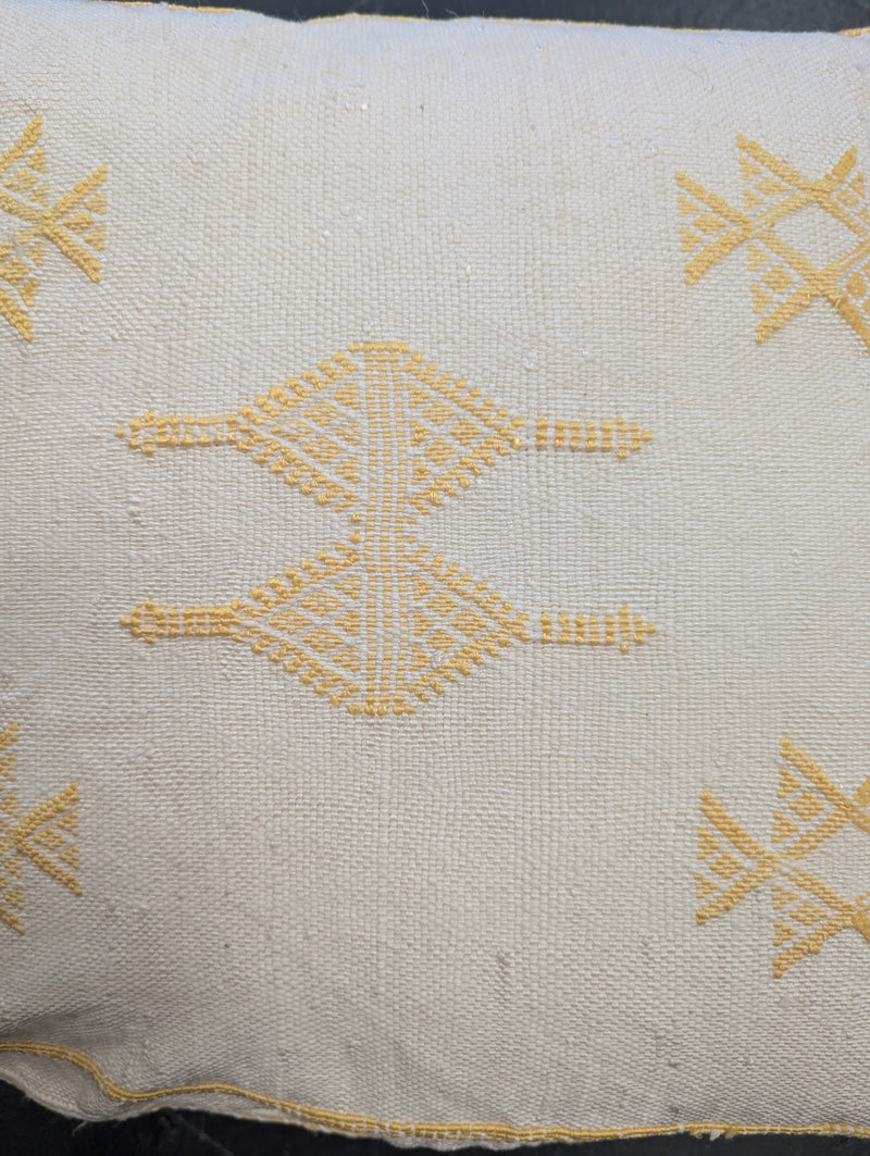 Cream & Yellow Moroccan Cactus Silk Cushion