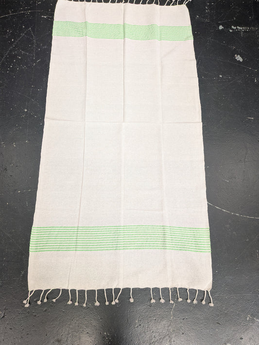 'Kaouki' Hammam Towel - Lime stripe band 3 BLHT004