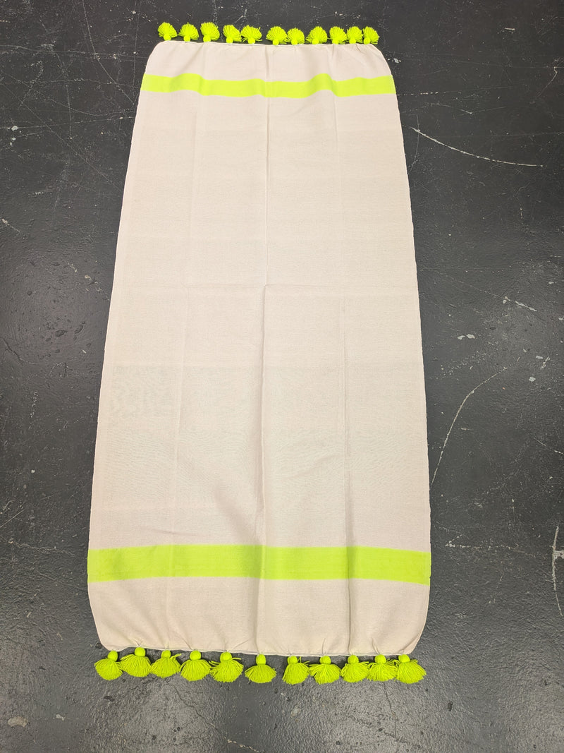 'Fez' Pompom 'Fouttas' Neon Lime Hammam Towel BLHT011