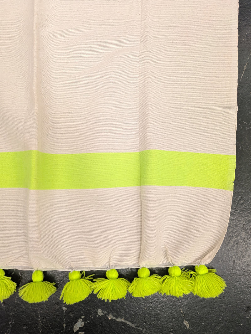 'Fez' Pompom 'Fouttas' Neon Lime Hammam Towel BLHT011