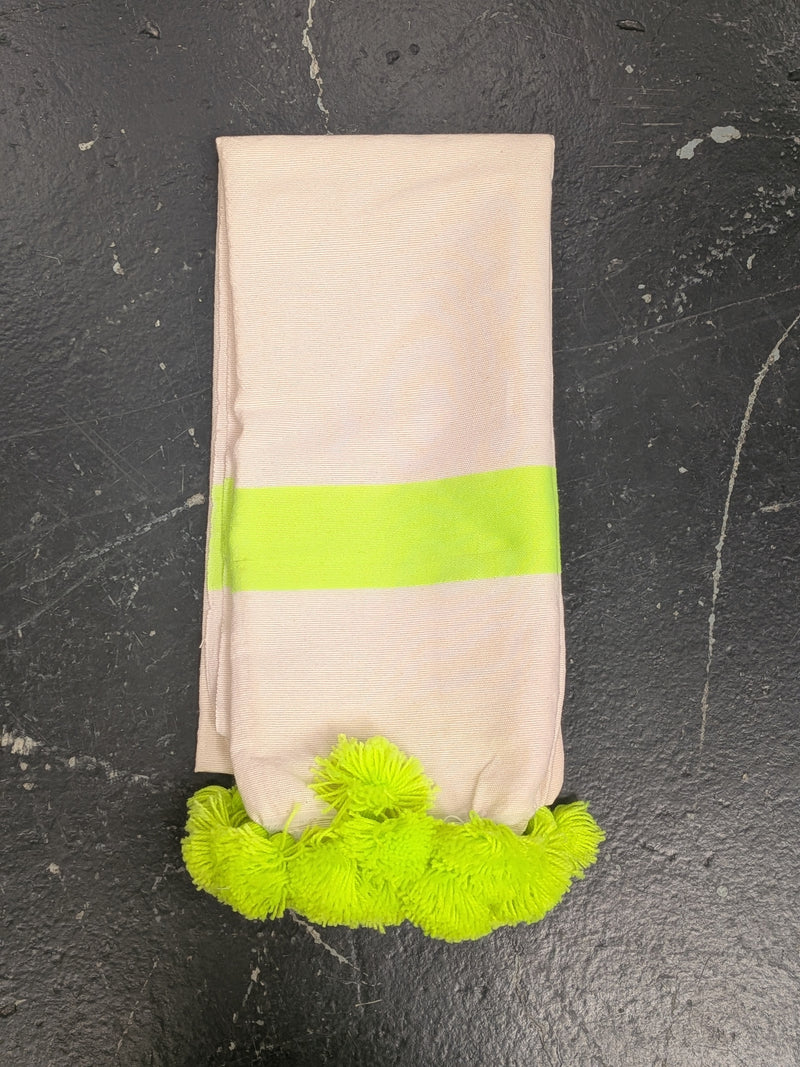 'Fez' Pompom 'Fouttas' Neon Lime Hammam Towel BLHT011