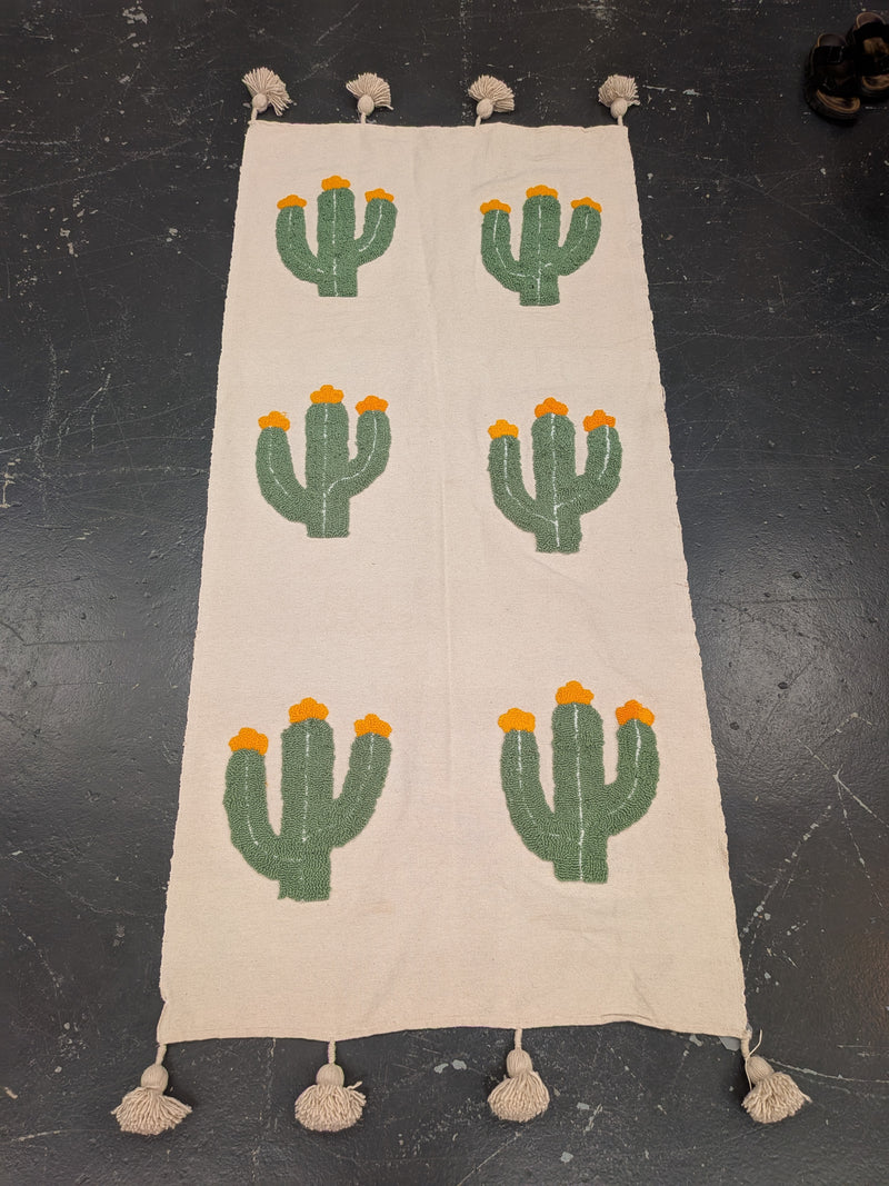 Hand Tufted Pom Pom Blanket - Cactus Flower BLPP125