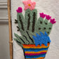 Hand Tufted Pom Pom Blanket - Cactus Flower BLPP126