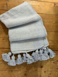 ‘Classic’ Pom Pom Blanket - Stone Grey BP103