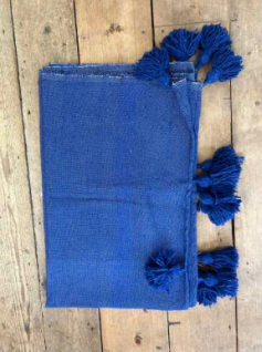 ‘Classic’ Pom Pom Blanket - Saharan Blue BLPP006