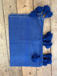 ‘Classic’ Pom Pom Blanket - Saharan Blue
