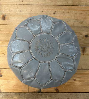 Mini Leather Pouffe - Grey POLP013