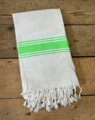 'Kaouki' Hammam Towel - Lime stripe band 1 BLHT002