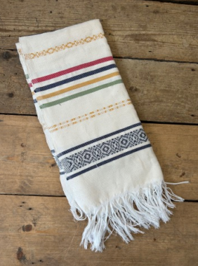'Zaineb' Hammam Towel - multi jacquard stripe 1 BLHT008