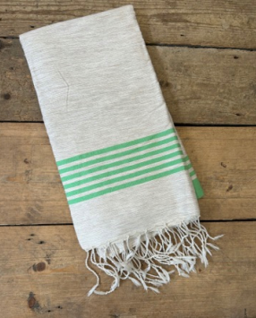 'Kaouki' Hammam Towel - Lime stripe band 2
