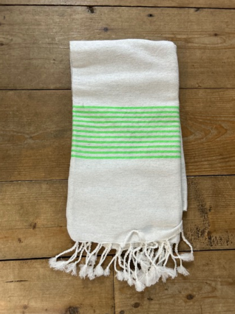 'Kaouki' Hammam Towel - Lime stripe band 3 BLHT004