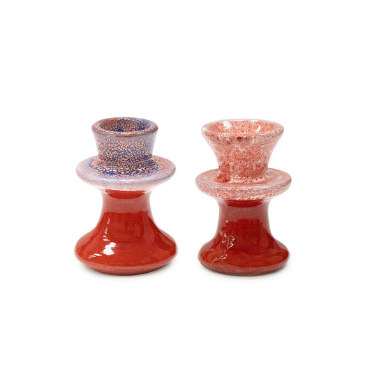 Ourika valley mottled red candlestick holder - pair