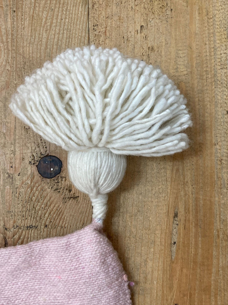 Soft Pink Striped Saharan Pompom Blanket BLPP003