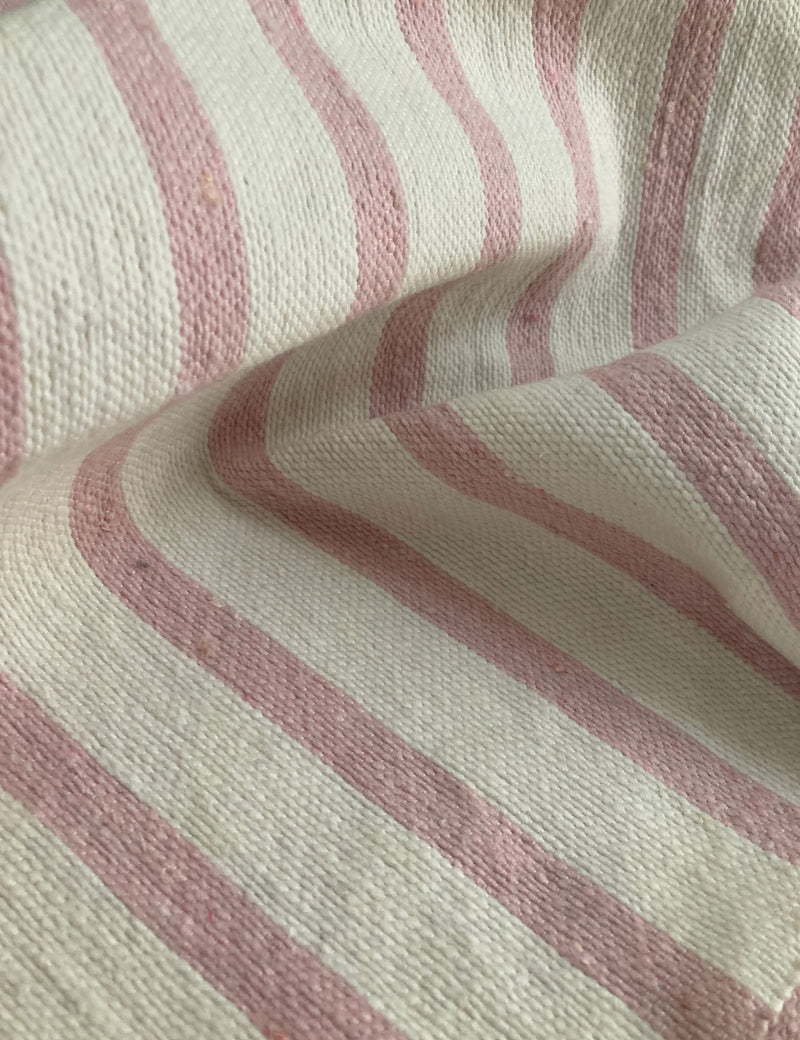 Soft Pink Striped Saharan Pompom Blanket BLPP003
