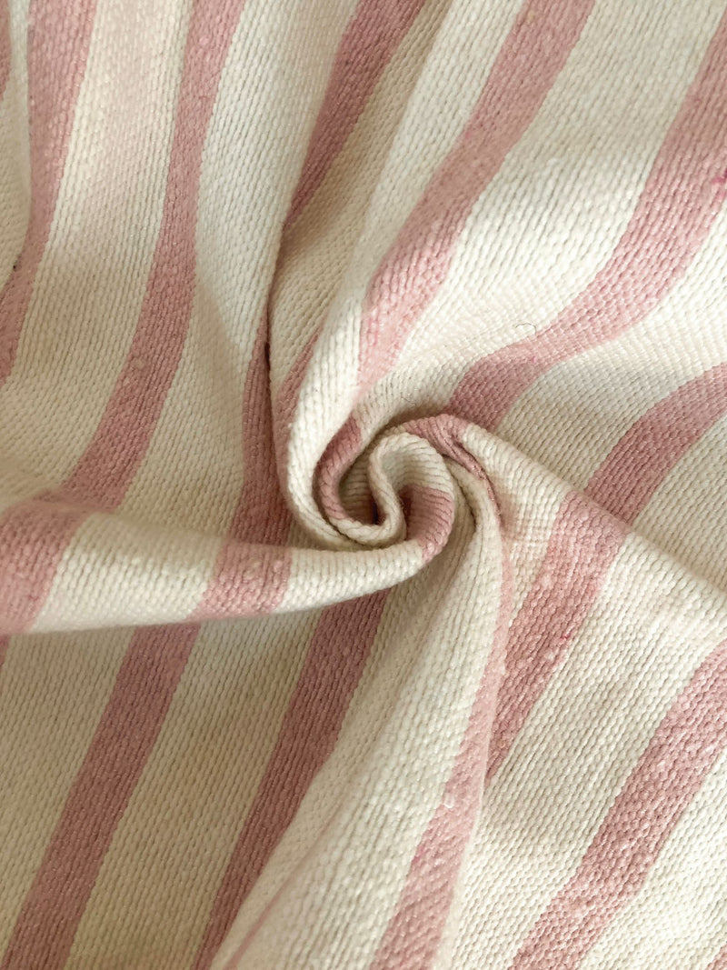 Soft Pink Striped Saharan Pompom Blanket BLPP003