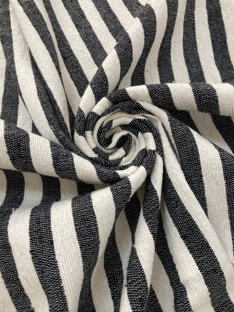 Black Striped Saharan Pompom Blanket BLPP004