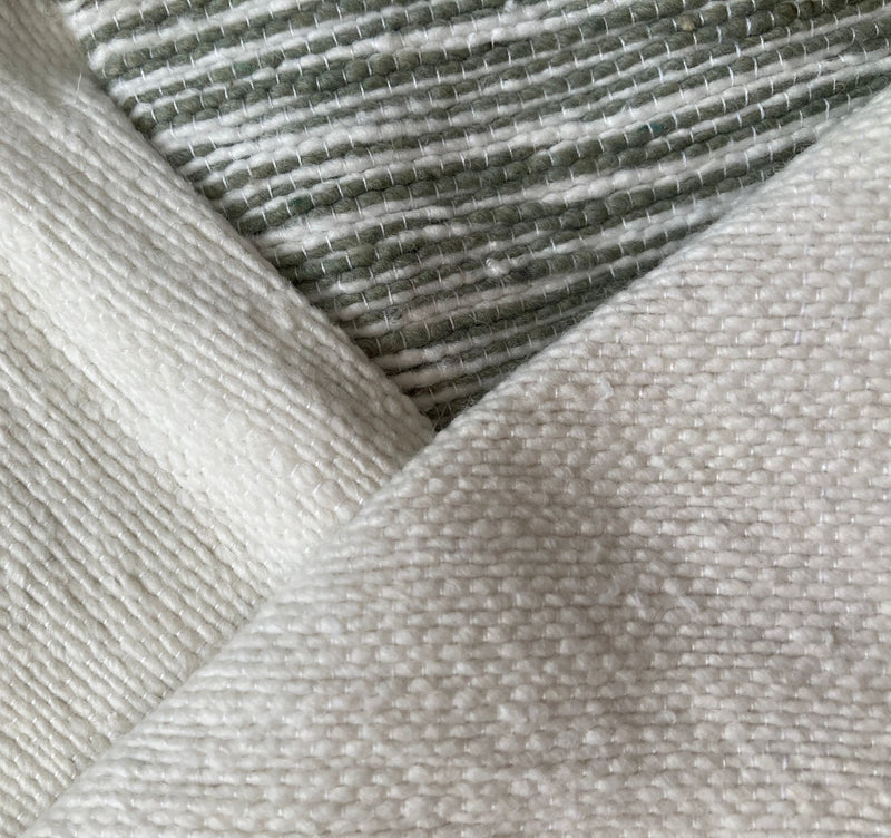 Wide Grey Striped Saharan Pompom Blanket BLPP005