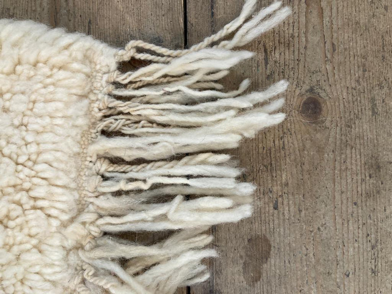 Wide Grey Striped Saharan Pompom Blanket BLPP005