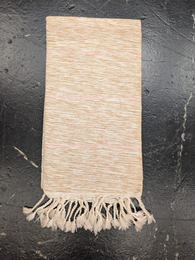 'Chaib' Hammam Towel - Oatmeal/Pink  BLHT018
