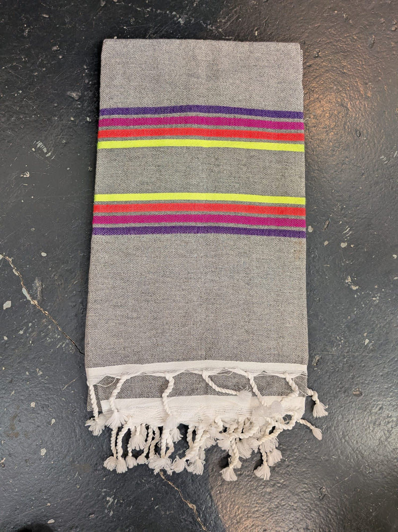 'Darous' Hammam Towel - Light Grey/Multi  BLHT022