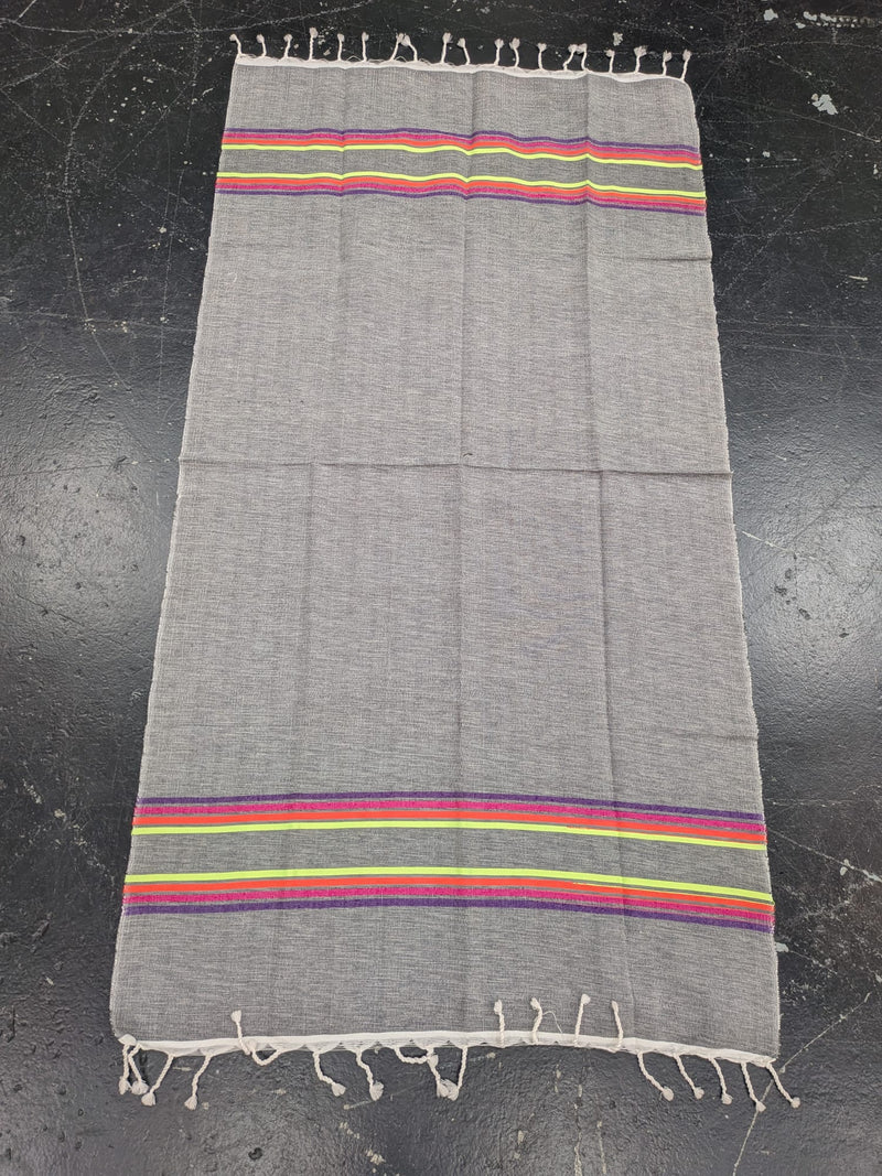 'Darous' Hammam Towel - Light Grey/Multi  BLHT022