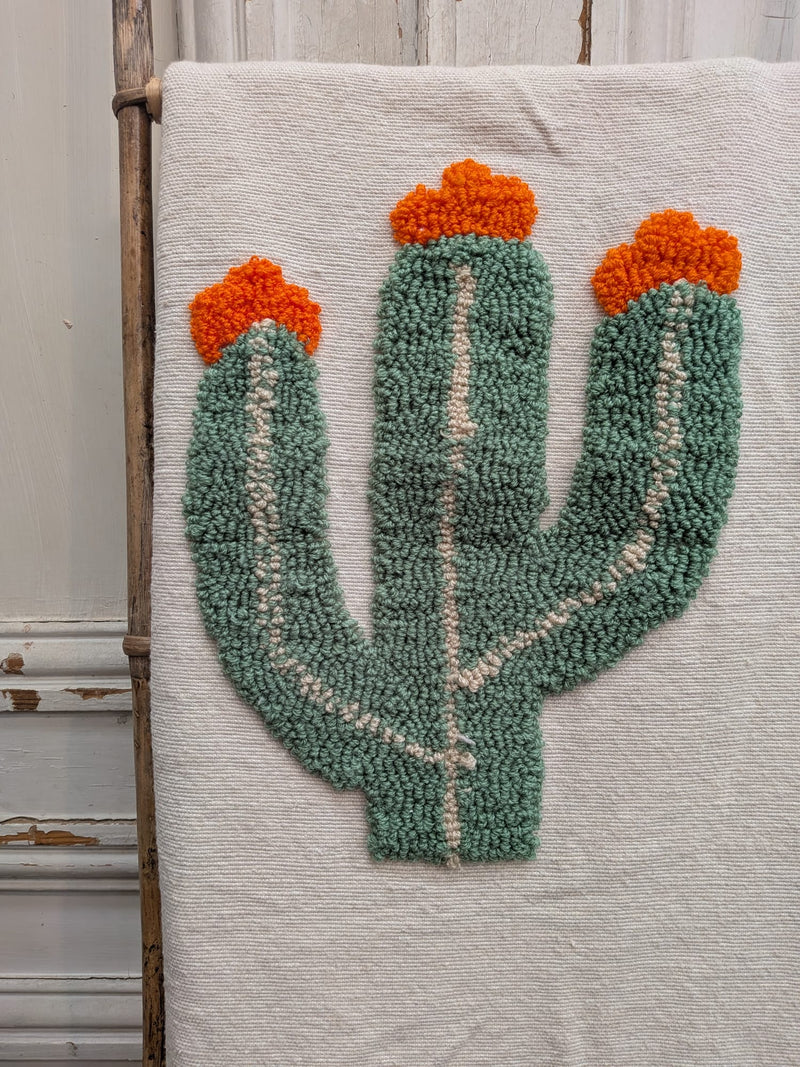 Hand Tufted Pom Pom Blanket - Cactus Flower BLPP124