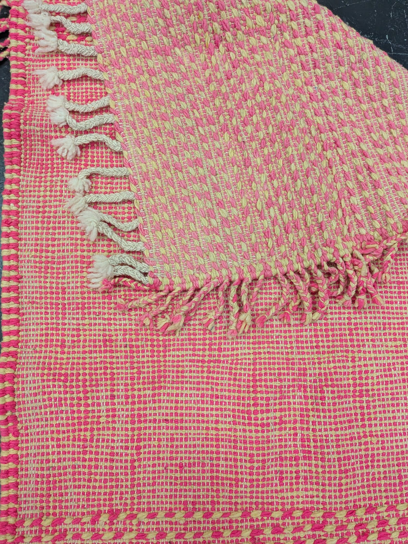 'Pink & Cream' Flatweave Reversible Kilim Runner - RUKM030