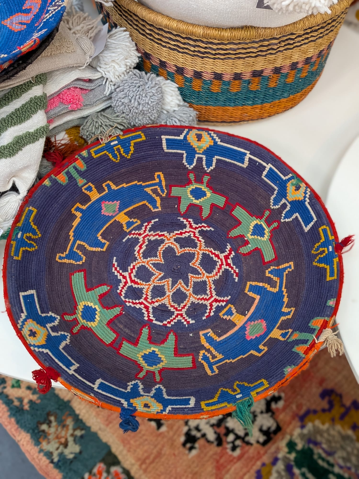 Hand Woven Moroccan Round Bread Basket HWBK024