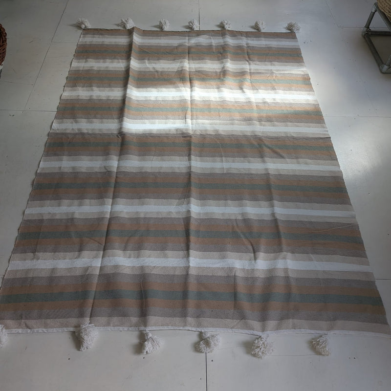 Pom Pom Blanket - Earth Tones BLPP024 (white pom)
