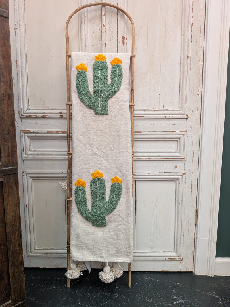 Hand Tufted Pom Pom Blanket - Cactus Flower BLPP125