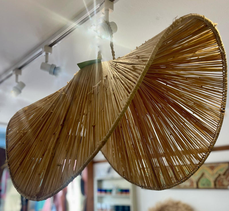 Handwoven raffia lampshade with metal frame HWLS017