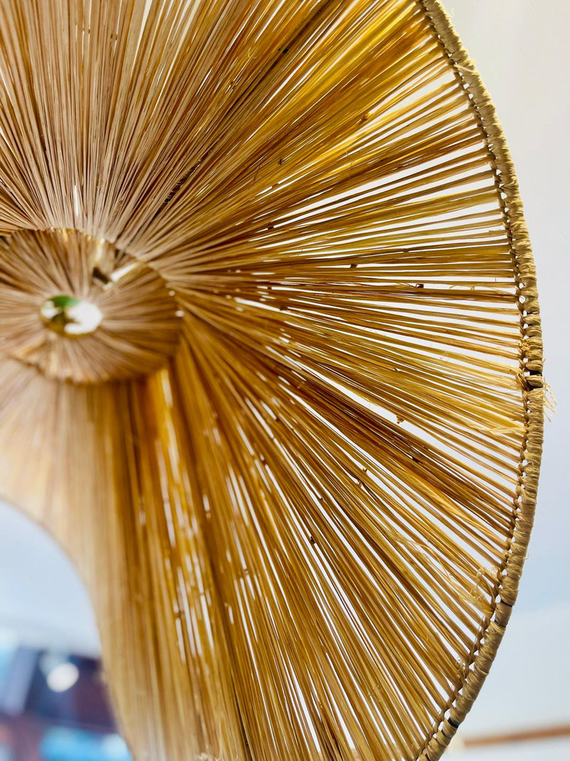 Handwoven raffia lampshade with metal frame HWLS017