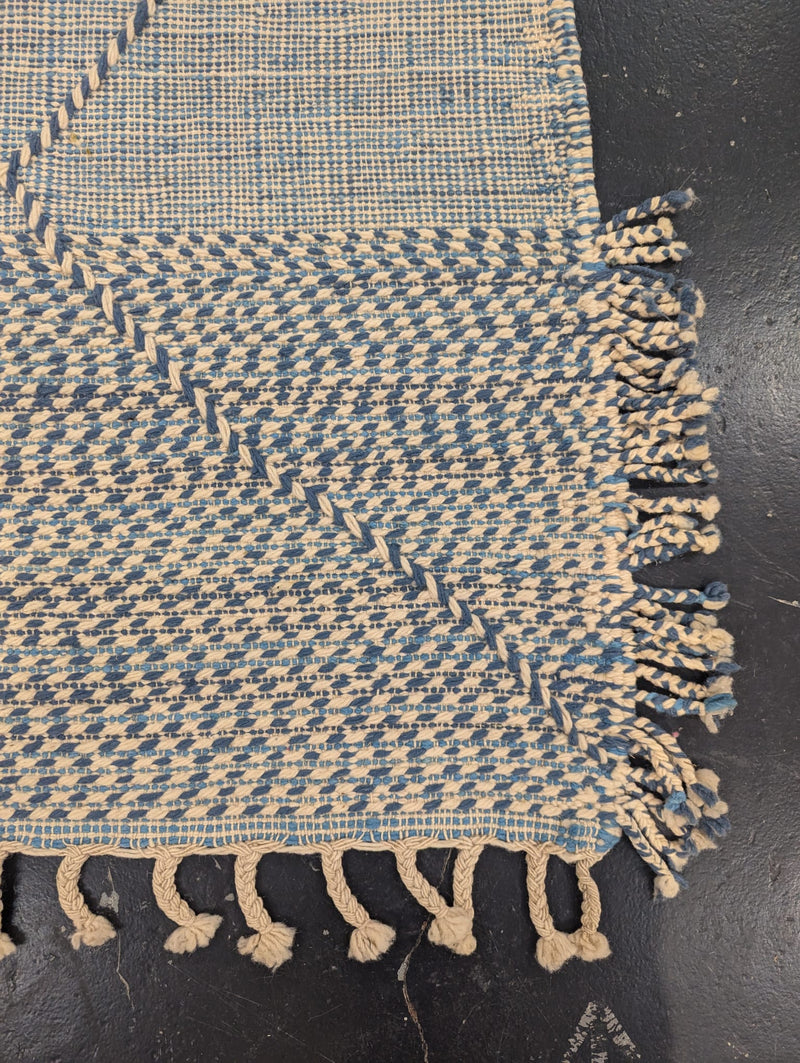 'Blue & White' Flatweave Kilim Runner - RUKM019