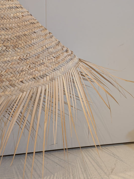 Large Palm Leaf Wicker Lampshade with Neck Detail - HWLS016