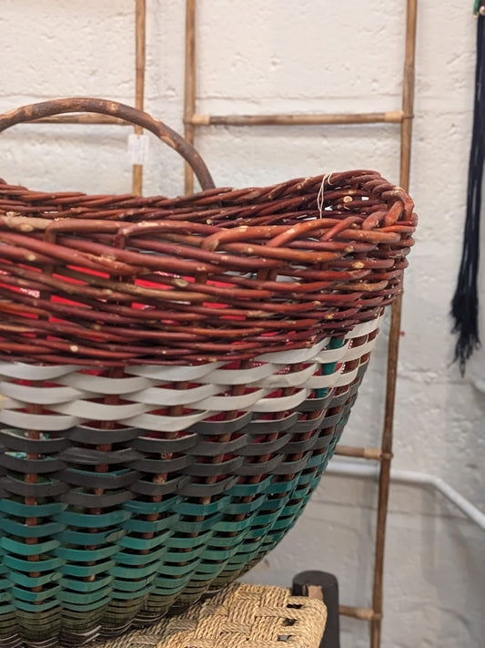 XL Hand woven hazel & recycled plastic basket - BP-002