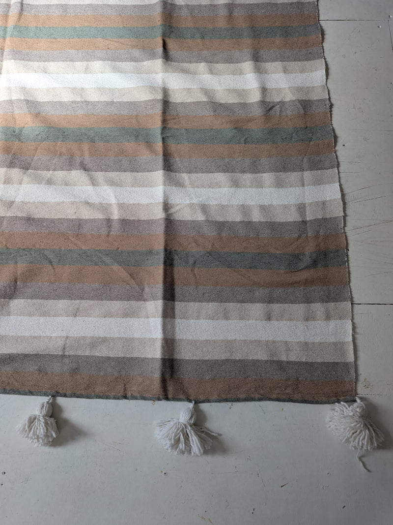 Pom Pom Blanket - Earth Tones BLPP024 (white pom)