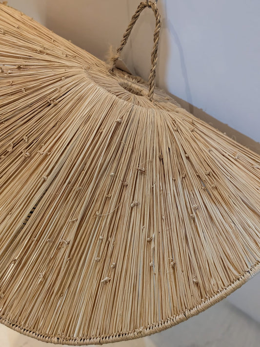 Handwoven raffia lampshade with metal frame HWLS017