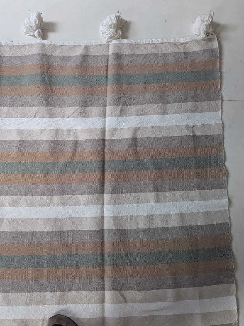 Pom Pom Blanket - Earth Tones BLPP024 (white pom)