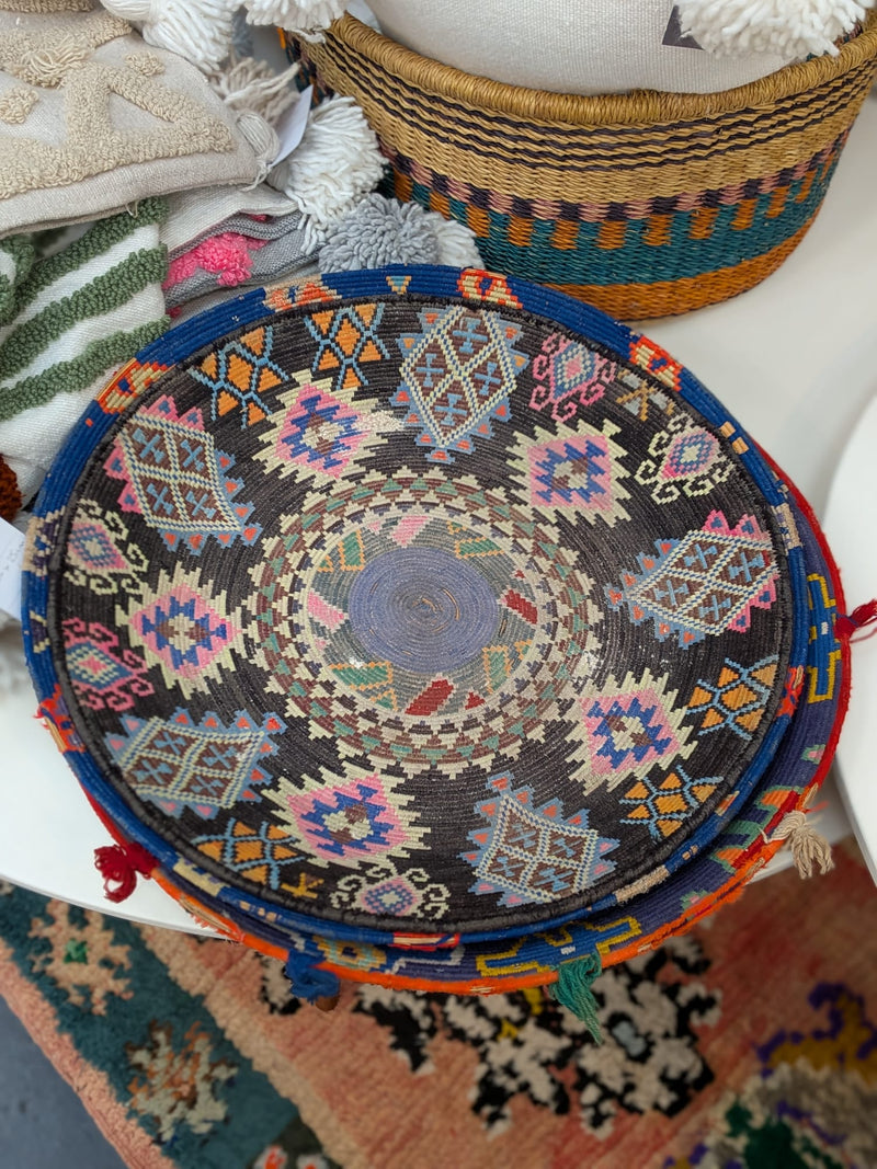 Hand Woven Moroccan Round Bread Basket HWBK025