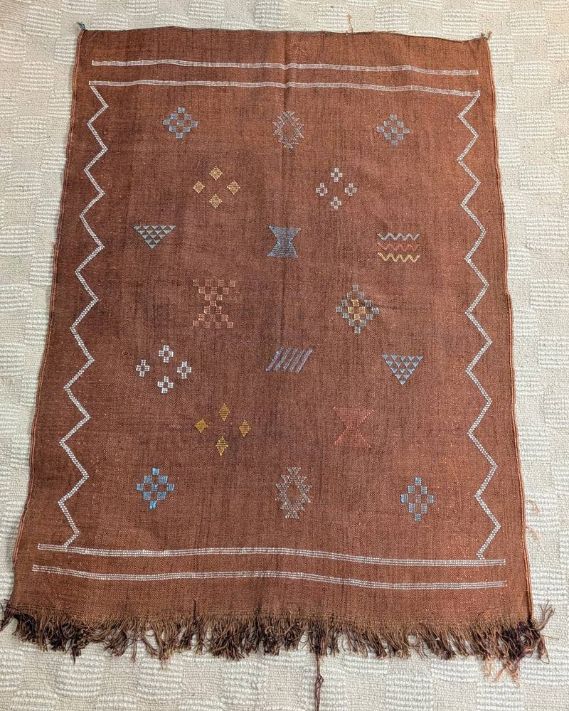 Dark Terracotta Cactus Silk Rug RUCS004