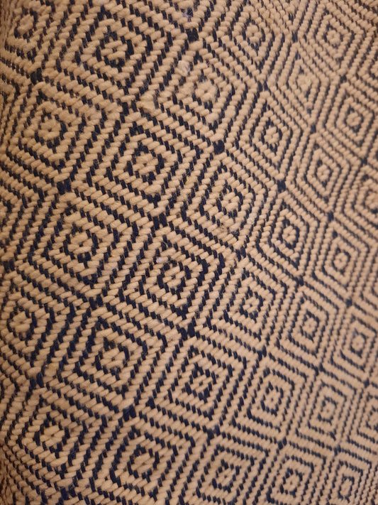 ‘Honeycomb Diamonds’ Wool Pompom Blanket - BL-PP-019