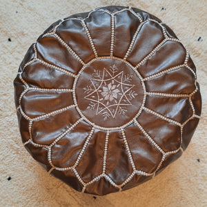 Bronze Moroccan Leather Pouffe