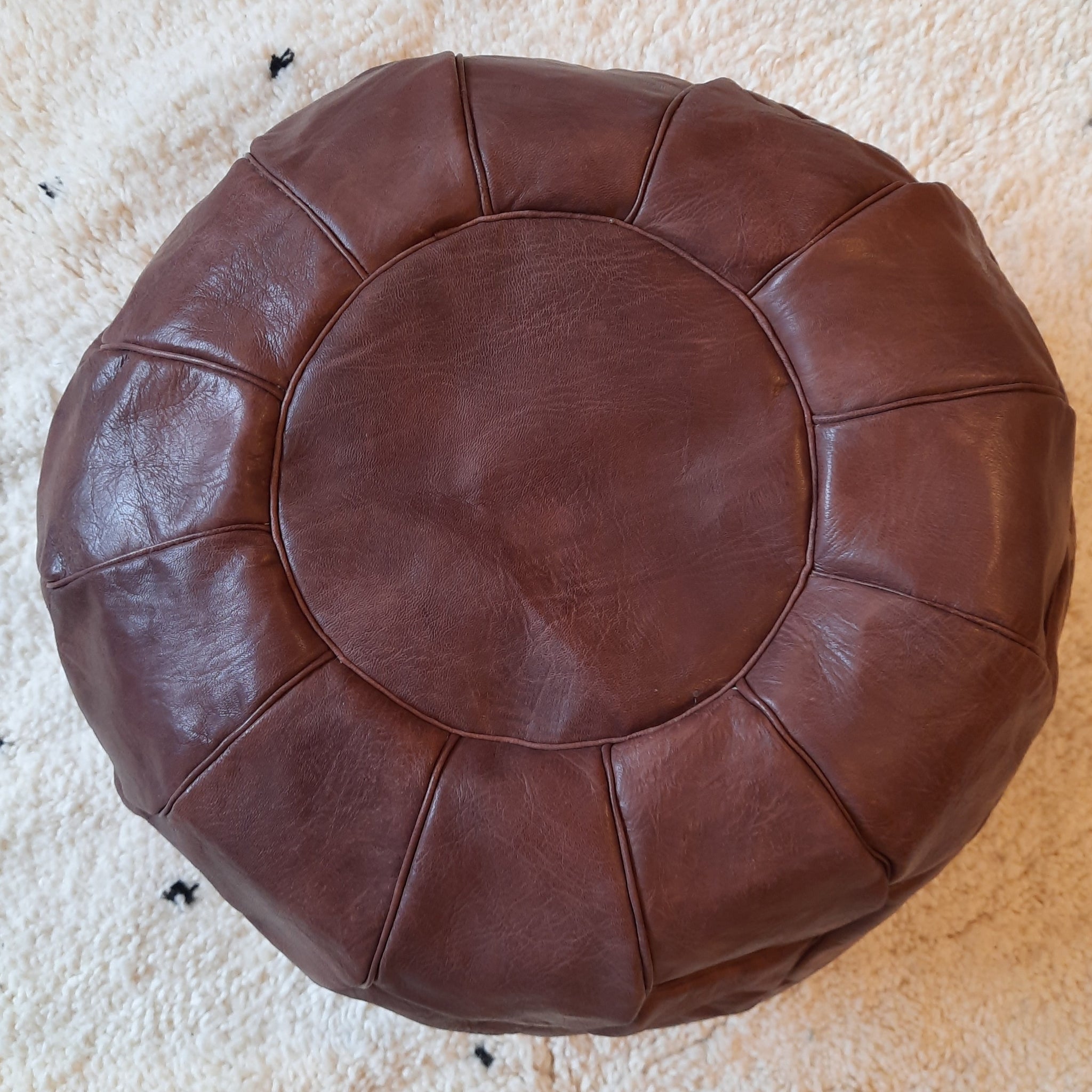 Brown / Brown Moroccan Leather Pouffe