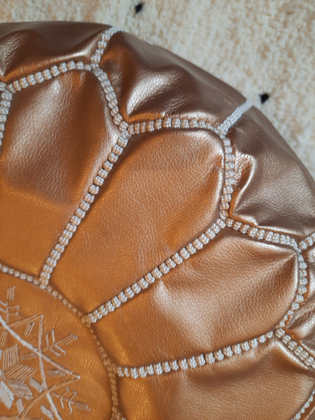 Copper Moroccan Leather Pouffe