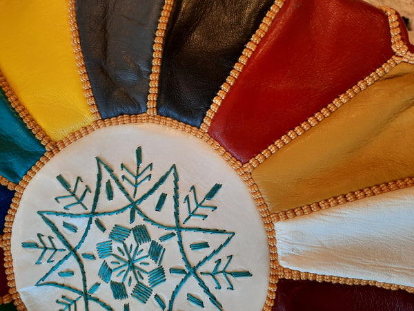 Multi / Rainbow Moroccan Leather Pouffe