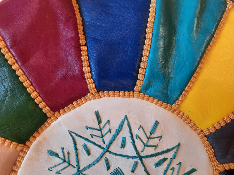 Multi / Rainbow Moroccan Leather Pouffe POLP008